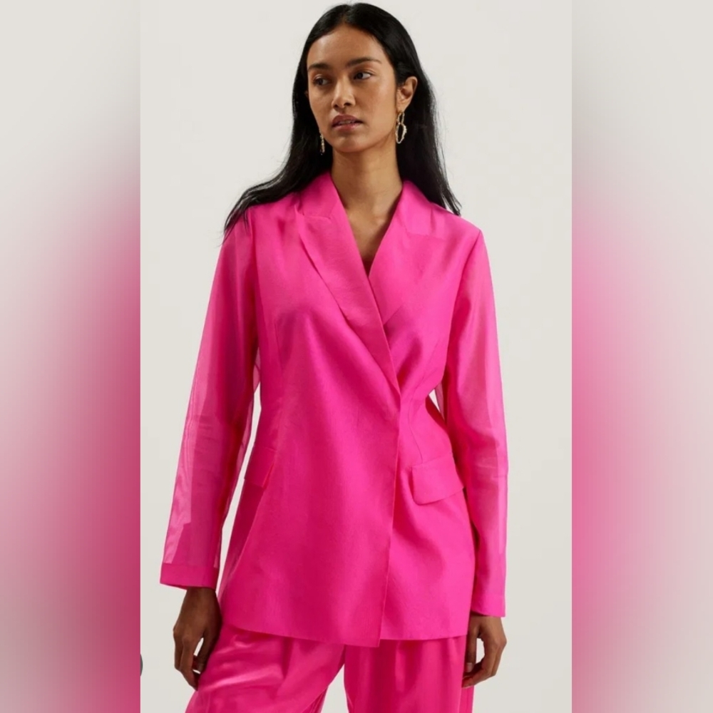 Ted Baker Yomu Organza Double Breasted Oversized Blazer